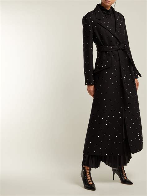 prada embellished single breasted wool coat|Black Single.